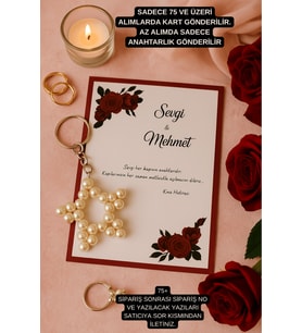 Kırmızı Gül Konsept 15 Adet İnci Anahtarlık - Kına Hediyesi - Nişan Hediyesi - Bride Nikah Hediye