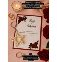 Kırmızı Gül Konsept 15 Adet İnci Anahtarlık - Kına Hediyesi - Nişan Hediyesi - Bride Nikah Hediye