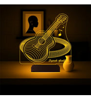 Luvivia Klasik Gitar Enstrüman Gitarist Hediye Kişiye Özel 3D Lamba - Masa Gece Lambası