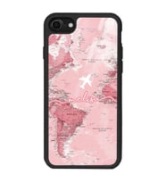 iPhone 8 Uyumlu Pembe Harita Tasarımlı Glossy Telefon Kılıfı