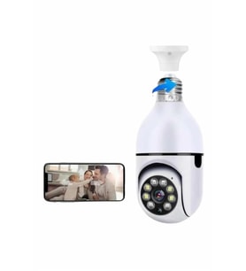 Mey İthalat® Wifi Güvenlik Kamerası Çift Kameralı Ampule Takılabilir Sensörlü