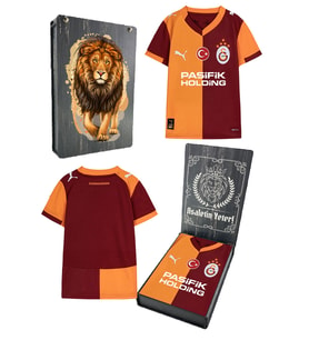 Galatasaray Orijinal Lisanslı 2025/26 Parçalı Sarı Kırmızı Yeni Sezon Çocuk Forma Aslan B (Kırmızı-Beyaz)