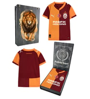 Galatasaray Orijinal Lisanslı 2025/26 Parçalı Sarı Kırmızı Yeni Sezon Çocuk Forma Aslan B (Kırmızı-Beyaz)