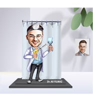 Diş Doktoru Tasarımlı kişiye Özel Karikatürlü  Ahşap Biblo-Bay