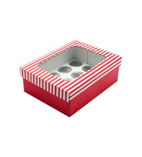22x30x10 Pencere Kapaklı 12'li CupCake Kutusu (10 Adet)