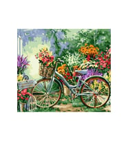Çiçekler ve Bisiklet Çerçeveli 90x110 Sayılarla Boyama Hobi Seti