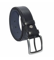 Siyah Suni Deri Dikişli Model 4 cm.lik Klasik Kemer - 7400-Düz