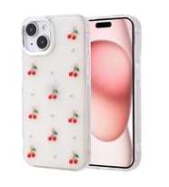 Coverzone Apple iPhone 15 ile uyumlu K?l?f Airbag K�?eli 2mm Kamera �?k?nt? Korumal? Simli ?effaf Bask?l? Z-Kutup Kapak Kiraz