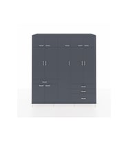 Kronos Dolap 11 Raflı 4 Çekmeceli 2 Askılı 220x59x243 Antrasit-Antrasit/Antrasit
