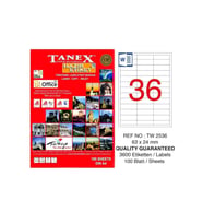 Tanex Lazer Etiket 100 Yaprak 63 x 24 Mm Lazer Yazıcı Etiketi