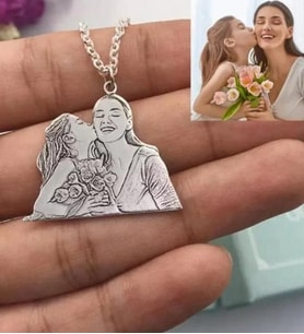 Kişiye Özel  925 Ayar Gümüş Resimli Lazer Kesimli Kolye