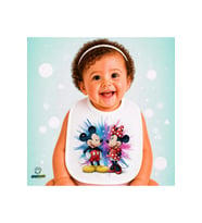 Mickey ve Minnie Keten Bebek Mama Önlüğü – Yumuşak, Emici, Yıkanabilir, Özel Tasarım P131
