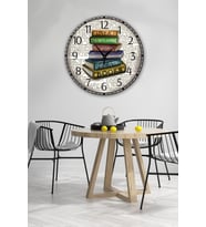 bilge Tasarım retro Duvar Saati 35 x 35 CM (Çok Renkli)
