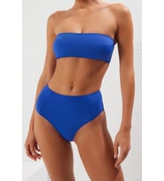Yeni Leopar Straplez Yüksek Bel Hipster Desenli Straplez Yüksek Bel Hipster Bikini Takımı