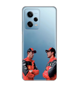 Redmi Note 12 Pro 5G Uyumlu Carlos Sainz ve Charles Leclerc Formula 1 Desenli Şeffaf Kılıfı