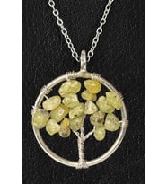 Sertifikalı Prehnite - Prinayt Taşı Hayat Ağacı Kolye (Çok Renkli)
