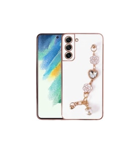 Samsung Galaxy S21 FE Uyumlu Kılıf El Tutamaçlı Kamera Korumalı Zore Taka Silikon Kapak (Beyaz)