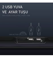 GAMEBOOSTER 15.6" GB-NS04 Wind Fan Hız Ayarlı, Yükseklik Kademeli, Mavi LED Aydınlatmalı, 2x USB Hub Portlu Notebook Soğutucu