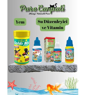 Japon Balığı Yemi,Su Düzenleyici Ve Vitamin Seti