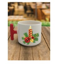 En Güzel Hediye Kırmızı T Kulp Yeni Yıl Noel Mumları Tasarımlı Çay Fincan Modelleri