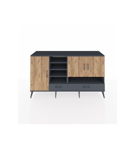 Kronos Konsol 8 Raflı 2 Çekmeceli 3 Kapaklı 176x59x99 Antrasit-Çam/Antrasit