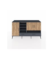 Kronos Konsol 8 Raflı 2 Çekmeceli 3 Kapaklı 176x59x99 Antrasit-Çam/Antrasit