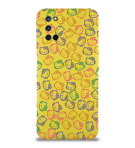Oppo A72 Uyumlu Lansman Kılıf Hello Kitty Tasarımlı İçi Kadife Kapak-Sarı (Şeffaf)