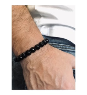 Erkek - Parlak Siyah Onix Doğal Taş Padore Bileklik