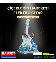 Balody Çiçeklerin Hareketi – Elektro Gitar (BL21277) – Mini Blok Yapı Oyuncakları Seti (Kahverengi)