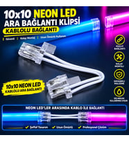 10 Adet 10x10 mm Mobilya Neon Tek Renk Kablolu Ara Bağlantı Aparatı 2 Pin