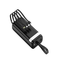 30000mah 1USB CAMPING IŞIK Mikro Lightning Iphone 1Type-c Kablolu LCD Powerbank Taşınabilir Batarya (Siyah)