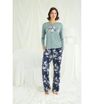Amora Secret Çiçek Ve Yaprak Desenli Baskılı Pijama Takımı