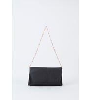 Kadın Siyah Simli Zarf Tasarım 2 Bölmeli Mini Zincir Askılı Çıt Çıt Kapama Clutch Ve El Çantası