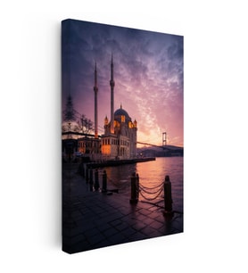 Kanvas Tablo Ortaköy Camii ve Boğaz Köprüsü Şehir Mimari Tablo Ev Ofis Duvar Dekoru