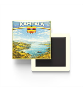 Retro Uganda Kampala Şehri Temalı Vintage Buzdolap Magneti – 9x9 cm