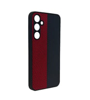 Coverzone Samsung Galaxy A36 ile uyumlu K?l?f Karbon Fiber Desenli Double Color 2mm Kamera Koruma �?k?nt?l? ENIGMA Galaxy A36 i�in K?l?f Red Gray