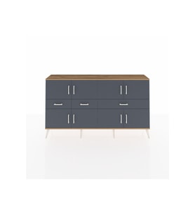 Arges Konsol 5 Raflı 3 Çekmeceli 8 Kapaklı 176x30x99 Çam-Antrasit