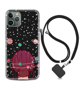 Apple iPhone 11 12 13 14 Pro Max Kılıf Boyun Askılı Silikon Space Woman 1311