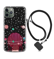 Apple iPhone 11 12 13 14 Pro Max Kılıf Boyun Askılı Silikon Space Woman 1311