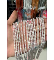 Pembe Opal Taşı Faset Küp Kesim Pembe 4x4mm Doğal Taş Dizi