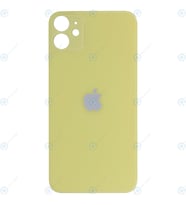 Apple iPhone 11 Uyumlu Logolu, Cam Arka Pil Kapağı - LENS HARİÇ (Sarı)