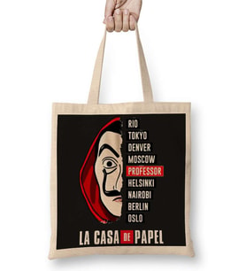 La Casa De Papel Profesör Bez Çanta Uzun Saplı