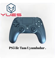 YUES PS5 Uyumlu Kablosuz Oyun Kolu – DualSense Tarzı, Titreşimli, Şarjlı Bluetooth Gamepad (Düz Siyah)