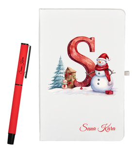 Sevgiliye Yılbaşı Hediyesi Kişiye Özel Defter ve Roller Kalem Seti