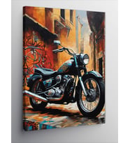 Kanvas Tablo Siyah Chopper Motosiklet