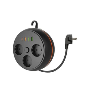 3 Adet Soket,3 Adet USB ve 1 Adet Type-C Girişli Termal Akım Korumalı Makaralı Priz 3395 (5343)
