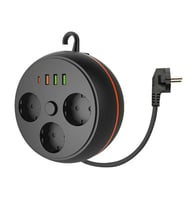 3 Adet Soket,3 Adet USB ve 1 Adet Type-C Girişli Termal Akım Korumalı Makaralı Priz 3395 (5343)