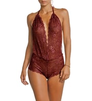 Dantelli Göğüs ve Sırt Dekolteli Babydoll (Bordo)