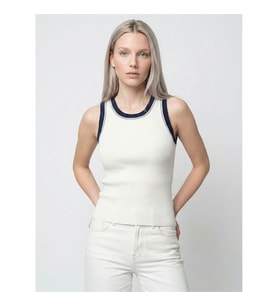 Loft Slim Fit Ekru Kadın Kolsuz T-shirt LF2043603