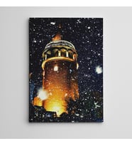 Kar Yağışı ve Galata Mini Kanvas Tablo